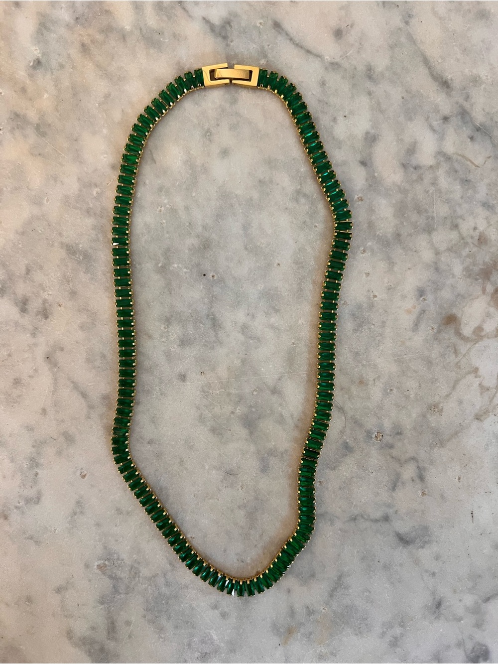 Bracha candybar Emerald Green Crystal Necklace - Gold plated